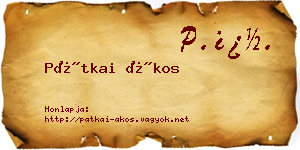 Pátkai Ákos névjegykártya
